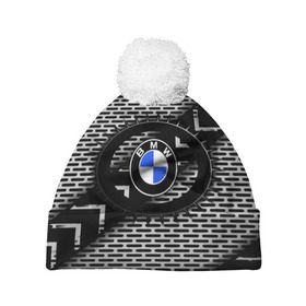 Шапка 3D c помпоном с принтом BMW Carboniferous 2018 в Белгороде, 100% полиэстер | универсальный размер, печать по всей поверхности изделия | abstraction | carboniferous | карбон | текстуры