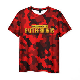 Мужская футболка 3D с принтом PUBG Red Military в Белгороде, 100% полиэфир | прямой крой, круглый вырез горловины, длина до линии бедер | battle royal | playerunknowns battlegrounds | pubg | пабг | пубг