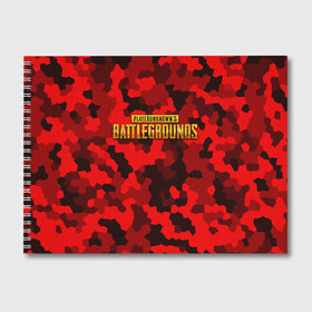 Альбом для рисования с принтом PUBG Red Military в Белгороде, 100% бумага
 | матовая бумага, плотность 200 мг. | battle royal | playerunknowns battlegrounds | pubg | пабг | пубг