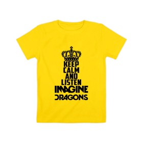 Детская футболка хлопок с принтом Keep calm and listen ID в Белгороде, 100% хлопок | круглый вырез горловины, полуприлегающий силуэт, длина до линии бедер | Тематика изображения на принте: альтернативный | американская | группа | драгонс | имеджин | инди | индирок | поп | рок | электроник