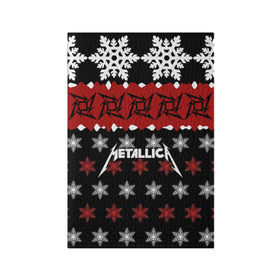 Обложка для паспорта матовая кожа с принтом Metallica в Белгороде, натуральная матовая кожа | размер 19,3 х 13,7 см; прозрачные пластиковые крепления | metallica | джеймс хэтфилд | кирк хэмметт | ларс ульрих | метал | металика | металлика | новогодний | новый год | роберт трухильо | рождество | рок | снежинки | трэш | трэшметал | хард | хардрок | хеви