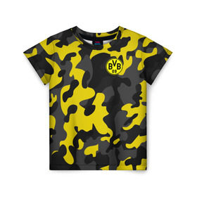 Детская футболка 3D с принтом Borussia 2018 Military Sport в Белгороде, 100% гипоаллергенный полиэфир | прямой крой, круглый вырез горловины, длина до линии бедер, чуть спущенное плечо, ткань немного тянется | боруссия | дортмунд
