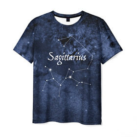 Мужская футболка 3D с принтом Стрелец(Sagittarius) в Белгороде, 100% полиэфир | прямой крой, круглый вырез горловины, длина до линии бедер | Тематика изображения на принте: sagittarius | звезды | знаки зодиака | космос | созвездие | стрелец