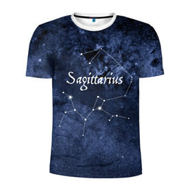 Мужская футболка 3D спортивная с принтом Стрелец(Sagittarius) в Белгороде, 100% полиэстер с улучшенными характеристиками | приталенный силуэт, круглая горловина, широкие плечи, сужается к линии бедра | Тематика изображения на принте: sagittarius | звезды | знаки зодиака | космос | созвездие | стрелец