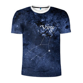 Мужская футболка 3D спортивная с принтом Дева(Virgo) в Белгороде, 100% полиэстер с улучшенными характеристиками | приталенный силуэт, круглая горловина, широкие плечи, сужается к линии бедра | Тематика изображения на принте: virgo | дева | звезды | знаки зодиака | космос | созвездие