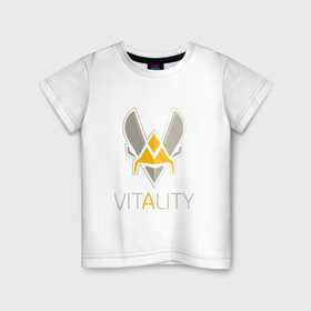 Детская футболка хлопок с принтом VITALITY Team Esports в Белгороде, 100% хлопок | круглый вырез горловины, полуприлегающий силуэт, длина до линии бедер | Тематика изображения на принте: 6 | rainbow six | siege | битва | война | игра | киберспорт | оружие | осада | радуга | шутер