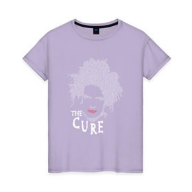 Женская футболка хлопок с принтом The Cure - face в Белгороде, 100% хлопок | прямой крой, круглый вырез горловины, длина до линии бедер, слегка спущенное плечо | cure | рок