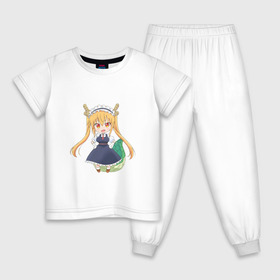 Детская пижама хлопок с принтом Тору в Белгороде, 100% хлопок |  брюки и футболка прямого кроя, без карманов, на брюках мягкая резинка на поясе и по низу штанин
 | anime | аниме | дракон горничная кобаяши сан | тору