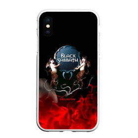 Чехол для iPhone XS Max матовый с принтом Black Sabbath reunion в Белгороде, Силикон | Область печати: задняя сторона чехла, без боковых панелей | black sabbath | ozzy osbourne | ангелы | билл уорд | гизер батлер | костер | огонь | осборн оззи | пламя | тони айомми | черти