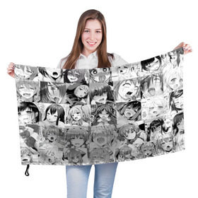 Флаг 3D с принтом Faces from Hentai в Белгороде, 100% полиэстер | плотность ткани — 95 г/м2, размер — 67 х 109 см. Принт наносится с одной стороны | ahegao | anime | kodome | manga | senpai | аниме | анимэ | ахегао | кодоме | манга | меха | сенпай | юри | яой
