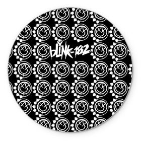 Коврик круглый с принтом Blink-182 в Белгороде, резина и полиэстер | круглая форма, изображение наносится на всю лицевую часть | Тематика изображения на принте: blink | альтернативный рок | блинк | группа | марк хоппус | музыка | мэтт скиба | надпись | панк | панк рок | песни | поп панк | рок | скейт панк | смайл | смайлик | трэвис баркер