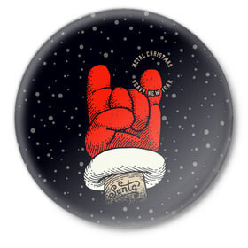 Значок с принтом Metal Christmas Heavy New Year в Белгороде,  металл | круглая форма, металлическая застежка в виде булавки | christmas | gesture | hand | heavy new year | holiday | metal christmas | music | new year | rock | santa claus | snow | winter | жест | зима | металл рождество | музыка | новый год | праздник | рождество | рок | рука | санта клаус | снег | тяжелый новый 