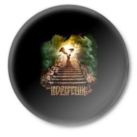 Значок с принтом Led Zeppelin в Белгороде,  металл | круглая форма, металлическая застежка в виде булавки | Тематика изображения на принте: led zeppelin | джимми пейдж | джон генри бонэм | джон пол джонс | лед зеппелин | роберт плант