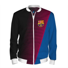 Мужской бомбер 3D с принтом FC Barca 2018 Creative uniform в Белгороде, 100% полиэстер | застегивается на молнию, по бокам два кармана без застежек, по низу бомбера и на воротнике - эластичная резинка | fc | fc barcelona | fcb | барселона | спорт | спортивные | фк | футбол | футбольный клуб