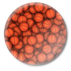 Значок с принтом Баскетбольные мячи в Белгороде,  металл | круглая форма, металлическая застежка в виде булавки | Тематика изображения на принте: basketball | баскетбол | мяч | мячик | оранжевый | паттерн | спорт | текстура
