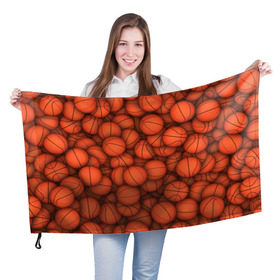Флаг 3D с принтом Баскетбольные мячи в Белгороде, 100% полиэстер | плотность ткани — 95 г/м2, размер — 67 х 109 см. Принт наносится с одной стороны | basketball | баскетбол | мяч | мячик | оранжевый | паттерн | спорт | текстура