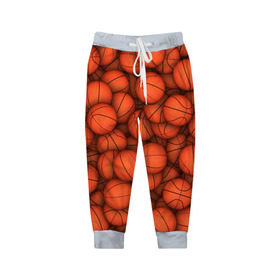 Детские брюки 3D с принтом Баскетбольные мячи в Белгороде, 100% полиэстер | манжеты по низу, эластичный пояс регулируется шнурком, по бокам два кармана без застежек, внутренняя часть кармана из мелкой сетки | basketball | баскетбол | мяч | мячик | оранжевый | паттерн | спорт | текстура