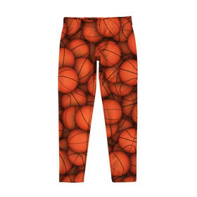 Детские леггинсы 3D с принтом Баскетбольные мячи в Белгороде, полиэстер 85%, спандекс 15% | эластичный пояс, зауженный крой | Тематика изображения на принте: basketball | баскетбол | мяч | мячик | оранжевый | паттерн | спорт | текстура