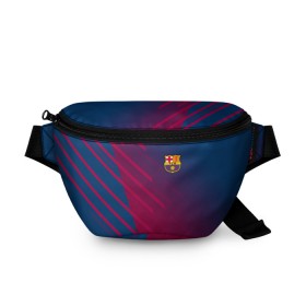 Поясная сумка 3D с принтом FC Barca 2018 Creative uniform в Белгороде, 100% полиэстер | плотная ткань, ремень с регулируемой длиной, внутри несколько карманов для мелочей, основное отделение и карман с обратной стороны сумки застегиваются на молнию | 