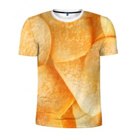 Мужская футболка 3D спортивная с принтом Чипсы в Белгороде, 100% полиэстер с улучшенными характеристиками | приталенный силуэт, круглая горловина, широкие плечи, сужается к линии бедра | чипсы