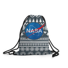 Рюкзак-мешок 3D с принтом Свитер NASA в Белгороде, 100% полиэстер | плотность ткани — 200 г/м2, размер — 35 х 45 см; лямки — толстые шнурки, застежка на шнуровке, без карманов и подкладки | nasa | космос | логотип | наса | ракета