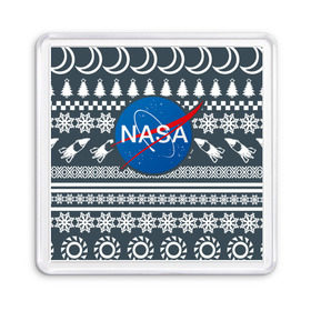 Магнит 55*55 с принтом Свитер NASA в Белгороде, Пластик | Размер: 65*65 мм; Размер печати: 55*55 мм | nasa | космос | логотип | наса | ракета
