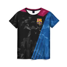 Женская футболка 3D с принтом FC Barca 2018 Creative uniform в Белгороде, 100% полиэфир ( синтетическое хлопкоподобное полотно) | прямой крой, круглый вырез горловины, длина до линии бедер | fc | fc barcelona | fcb | барселона | спорт | спортивные | фк | футбол | футбольный клуб