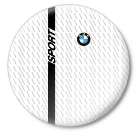 Значок с принтом BMW 2018 White Sport в Белгороде,  металл | круглая форма, металлическая застежка в виде булавки | bmw | автомобильные | бмв | машины