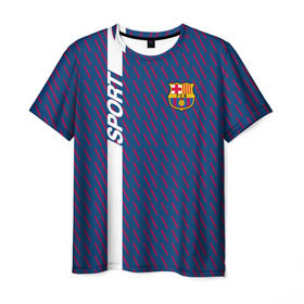 Мужская футболка 3D с принтом FC Barca 2018 Creative uniform в Белгороде, 100% полиэфир | прямой крой, круглый вырез горловины, длина до линии бедер | Тематика изображения на принте: fc | fc barcelona | fcb | барселона | спорт | спортивные | фк | футбол | футбольный клуб