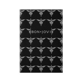 Обложка для паспорта матовая кожа с принтом Bon Jovi в Белгороде, натуральная матовая кожа | размер 19,3 х 13,7 см; прозрачные пластиковые крепления | bon | jovi | бон | джови