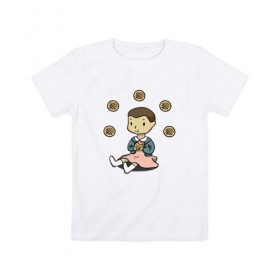 Детская футболка хлопок с принтом Eggos в Белгороде, 100% хлопок | круглый вырез горловины, полуприлегающий силуэт, длина до линии бедер | Тематика изображения на принте: stranger things | очень странные дела