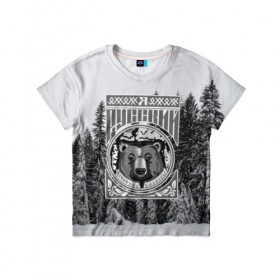 Детская футболка 3D с принтом Медведь в Белгороде, 100% гипоаллергенный полиэфир | прямой крой, круглый вырез горловины, длина до линии бедер, чуть спущенное плечо, ткань немного тянется | Тематика изображения на принте: лес | медведь | русь | я русский