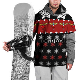 Накидка на куртку 3D с принтом Праздничный Bon Jovi в Белгороде, 100% полиэстер |  | Тематика изображения на принте: bon | jovi | бон | группа | джови | новогодний | новый год | праздник | рождество | рок | снежинки