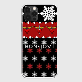 Чехол для iPhone 12 Pro с принтом Праздничный Bon Jovi в Белгороде, силикон | область печати: задняя сторона чехла, без боковых панелей | Тематика изображения на принте: bon | jovi | бон | группа | джови | новогодний | новый год | праздник | рождество | рок | снежинки