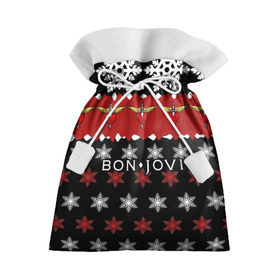 Подарочный 3D мешок с принтом Праздничный Bon Jovi в Белгороде, 100% полиэстер | Размер: 29*39 см | Тематика изображения на принте: bon | jovi | бон | группа | джови | новогодний | новый год | праздник | рождество | рок | снежинки