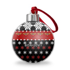 Ёлочный шар с принтом Праздничный Bon Jovi в Белгороде, Пластик | Диаметр: 77 мм | bon | jovi | бон | группа | джови | новогодний | новый год | праздник | рождество | рок | снежинки