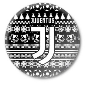 Значок с принтом Juventus 2018 Новогодний в Белгороде,  металл | круглая форма, металлическая застежка в виде булавки | fc | juventus | спорт | спортивные | фк | футбол | футбольный клуб | ювентус