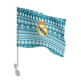 Флаг для автомобиля с принтом Ronaldo 7 Новогодний в Белгороде, 100% полиэстер | Размер: 30*21 см | fc | real madrid | реал мадрид | спорт | спортивные | фк | футбол | футбольный клуб
