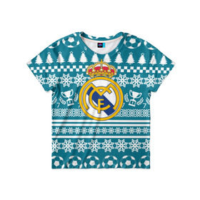 Детская футболка 3D с принтом Ronaldo 7 Новогодний в Белгороде, 100% гипоаллергенный полиэфир | прямой крой, круглый вырез горловины, длина до линии бедер, чуть спущенное плечо, ткань немного тянется | fc | real madrid | реал мадрид | спорт | спортивные | фк | футбол | футбольный клуб