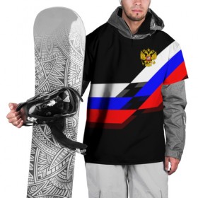 Накидка на куртку 3D с принтом RUSSIA - Black Collection в Белгороде, 100% полиэстер |  | russia | герб | россия | триколор | флаг