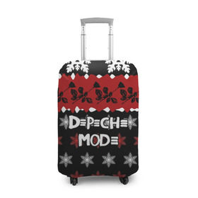Чехол для чемодана 3D с принтом Праздничный Depeche Mode в Белгороде, 86% полиэфир, 14% спандекс | двустороннее нанесение принта, прорези для ручек и колес | depeche mode | вестник моды | депеш мод | дэйв гаан | мартин гор | новогодний | новый год | рождество | роза | снежинки | энди флетчер