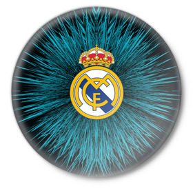 Значок с принтом Real Madrid 2018 Abstract в Белгороде,  металл | круглая форма, металлическая застежка в виде булавки | fc | real madrid | реал мадрид | спорт | спортивные | фк | футбол | футбольный клуб