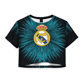 Женская футболка 3D укороченная с принтом Real Madrid 2018 Abstract в Белгороде, 100% полиэстер | круглая горловина, длина футболки до линии талии, рукава с отворотами | fc | real madrid | реал мадрид | спорт | спортивные | фк | футбол | футбольный клуб