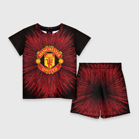 Детский костюм с шортами 3D с принтом F.C.M.U 2018 Abstract uniform в Белгороде,  |  | fc | manchester united | манчестер юнайтед | спорт | спортивные | фк | футбол | футбольный клуб