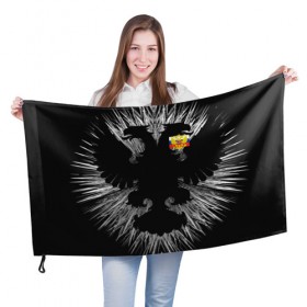 Флаг 3D с принтом RUSSIA - Black Collection в Белгороде, 100% полиэстер | плотность ткани — 95 г/м2, размер — 67 х 109 см. Принт наносится с одной стороны | Тематика изображения на принте: герб | россия | флаг