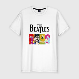 Мужская футболка премиум с принтом The Beatles в Белгороде, 92% хлопок, 8% лайкра | приталенный силуэт, круглый вырез ворота, длина до линии бедра, короткий рукав | битлз | джон леннон | джордж харрисон | пол маккартни | ринго старр