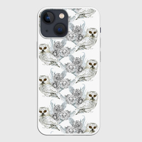 Чехол для iPhone 13 mini с принтом Owl with roses в Белгороде,  |  | flowers | owl | owls | roses | розы | сова | совы | цветы