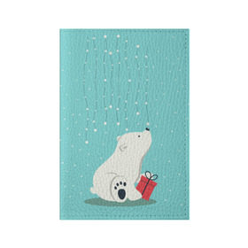 Обложка для паспорта матовая кожа с принтом Медведь под снегом в Белгороде, натуральная матовая кожа | размер 19,3 х 13,7 см; прозрачные пластиковые крепления | Тематика изображения на принте: зима | медведь | новый год | подарок | рождество