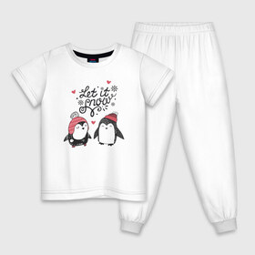 Детская пижама хлопок с принтом Пингвинчики в Белгороде, 100% хлопок |  брюки и футболка прямого кроя, без карманов, на брюках мягкая резинка на поясе и по низу штанин
 | зима | новый год | пингвин | подарок | рождество