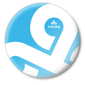 Значок с принтом cs:go - Cloud 9 (2018 Style) в Белгороде,  металл | круглая форма, металлическая застежка в виде булавки | 0x000000123 | 9 | cloud9 | csgo | клауд | кс го